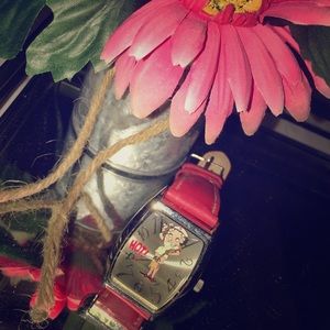 Red leather Betty Boop Watch